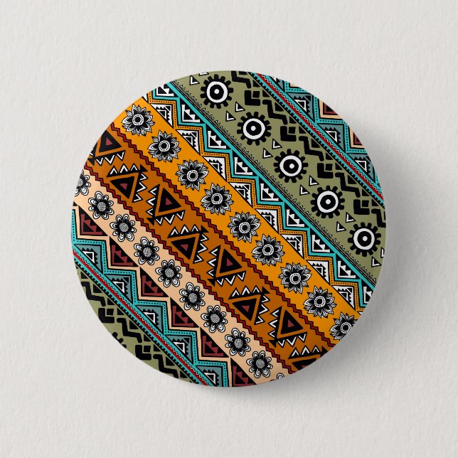 Colorful ethnic aztec patterns design button (Front)