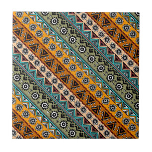 Colorful ethnic aztec patterns design ceramic tile