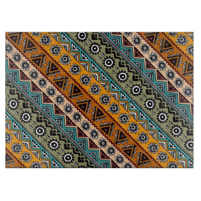 Colorful ethnic aztec patterns design cutting board (Front)