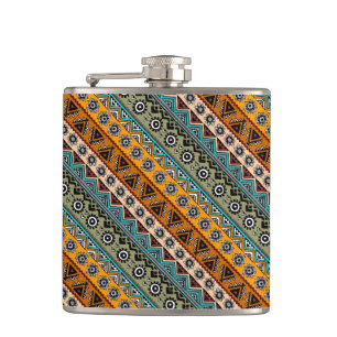 Colorful ethnic aztec patterns design flask