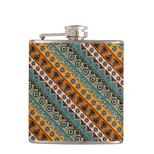 Colorful ethnic aztec patterns design flask (Front)