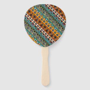 Colorful ethnic aztec patterns design hand fan
