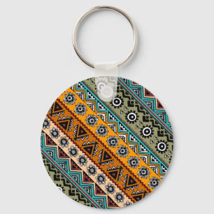 Colorful ethnic aztec patterns design keychain
