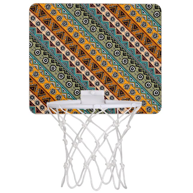 Colorful ethnic aztec patterns design mini basketball hoop (Front)