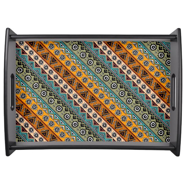 Colorful ethnic aztec patterns design serving tray (Front)