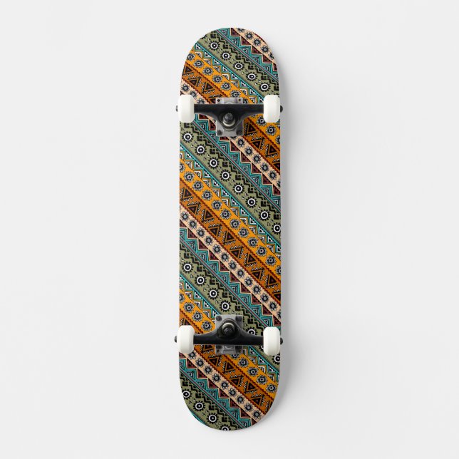 Colorful ethnic aztec patterns design skateboard (Front)