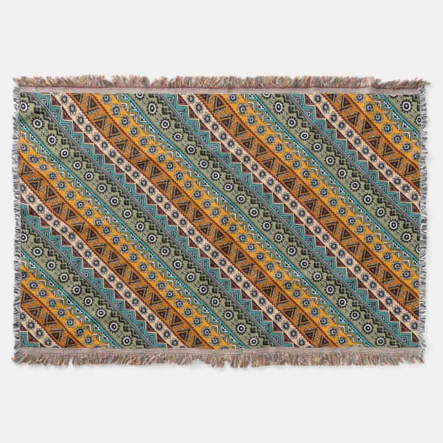 Colorful ethnic aztec patterns design throw blanket (Front)