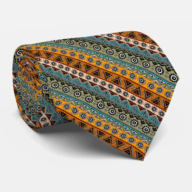 Colorful ethnic aztec patterns design tie (Rolled)