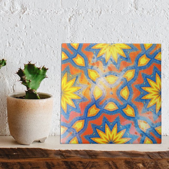 Colorful Ethnic Bohemian Talavera Medallion Ceramic Tile (Creator Uploaded)