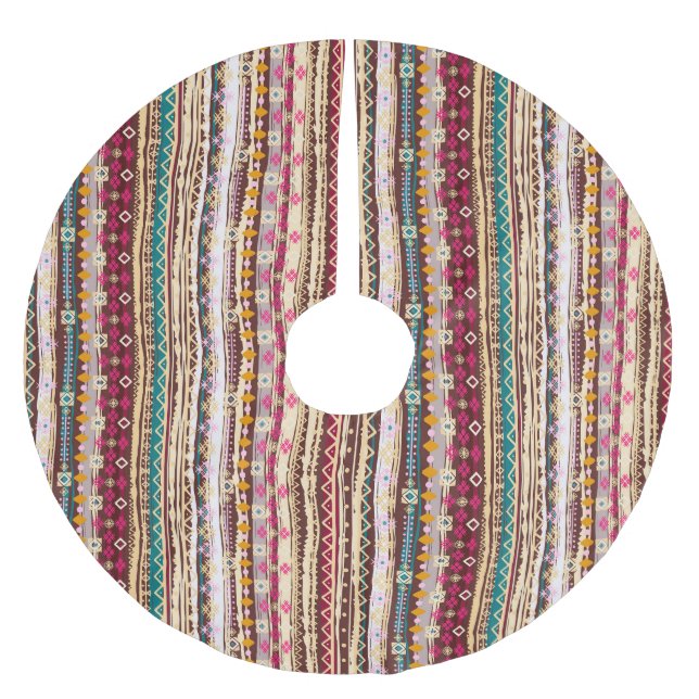 Colorful Ethnic Boho Tribal Pattern Brushed Polyester Tree Skirt (Front)