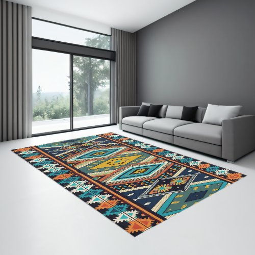 Colorful ethnic geometric pattern design rug