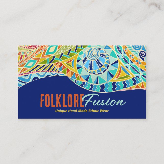 Colorful Ethnic Hand-Drawn Ornament  Business Card (Front)