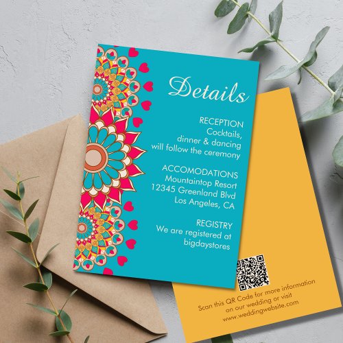 Colorful Ethnic Mandala Bold  Bright Wedding  Enclosure Card