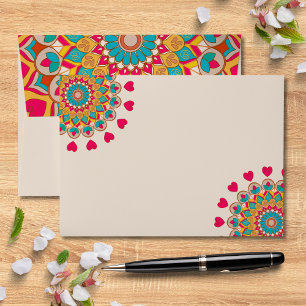 Colorful Ethnic Mandala Bold & Bright Wedding Envelope