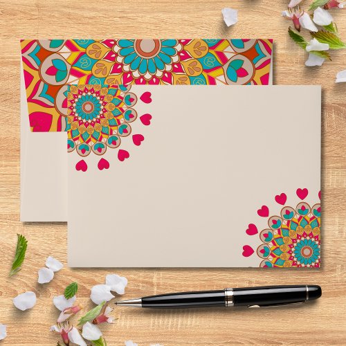 Colorful Ethnic Mandala Bold  Bright Wedding  Envelope