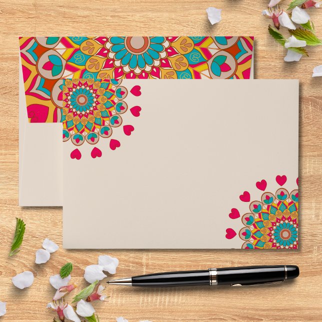Colorful Ethnic Mandala Bold & Bright Wedding  Envelope (Creator Uploaded)