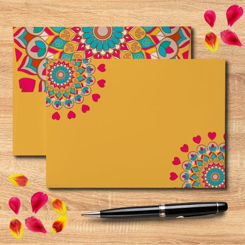 Colorful Ethnic Mandala Bold  Bright Wedding  Envelope