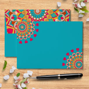 Colorful Ethnic Mandala Bold & Bright Wedding Envelope