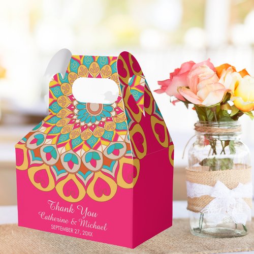 Colorful Ethnic Mandala Bold  Bright Wedding  Favor Boxes