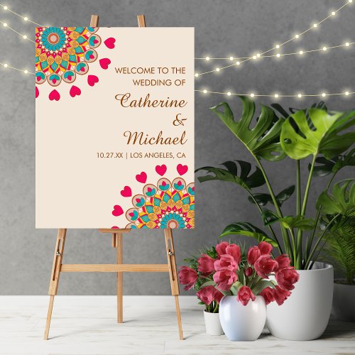 Colorful Ethnic Mandala Bold  Bright Wedding  Foam Board