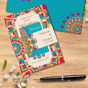 Colorful Ethnic Mandala Bold & Bright Wedding Invitation Belly Band
