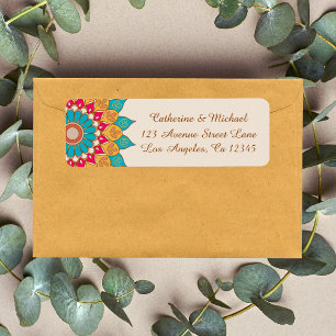 Colorful Ethnic Mandala Bold & Bright Wedding Label