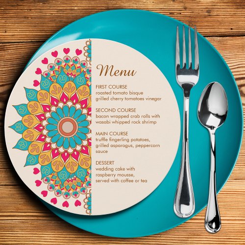 Colorful Ethnic Mandala Bold  Bright Wedding  Menu