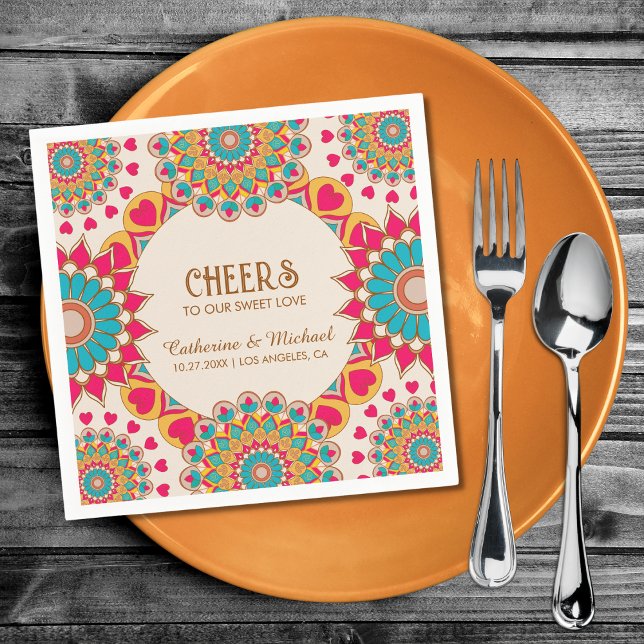 Colorful Ethnic Mandala Bold & Bright Wedding  Napkins (Creator Uploaded)