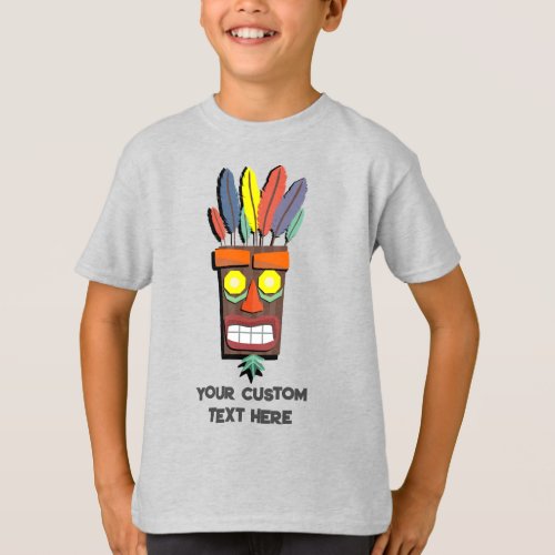 Colorful Ethnic Mask with Feathers and Wooden Face T_Shirt