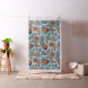 Colorful ethnic paisley pattern fabric