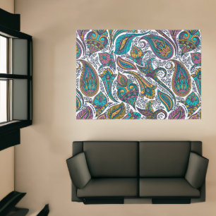 Colorful ethnic paisley pattern rug