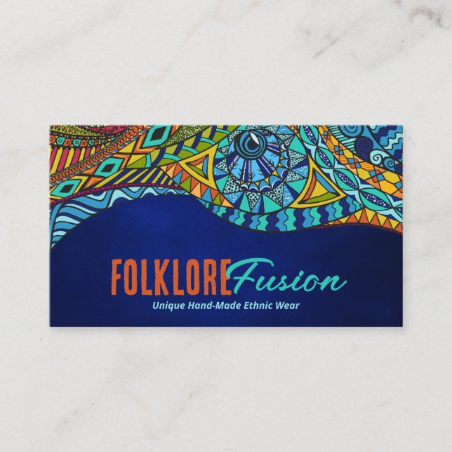 Colorful Ethnic Pattern Ornament  Business Card (Front)