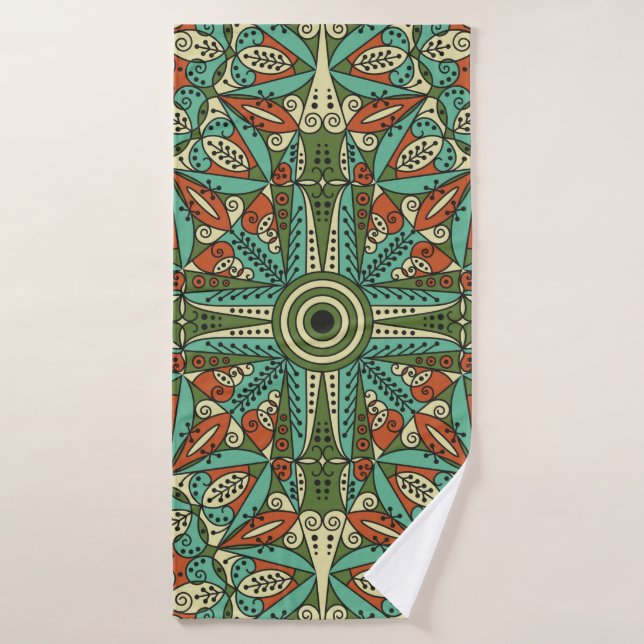 Colorful ethnic patterned background. Arabesque vi Bath Towel (Bath Towel)
