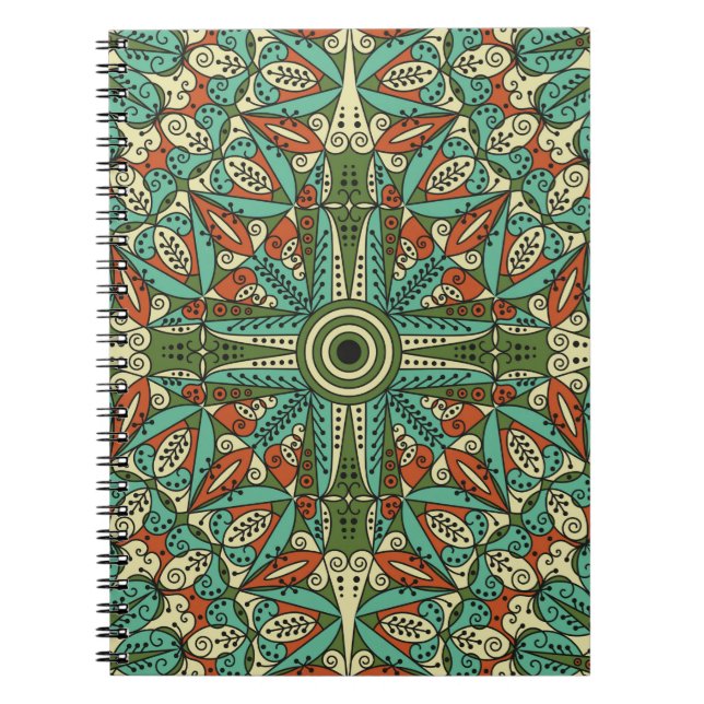 Colorful ethnic patterned background. Arabesque vi Notebook (Front)