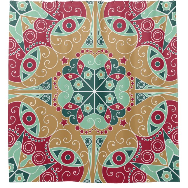 Colorful ethnic patterned background. Arabesque vi Shower Curtain (Front)