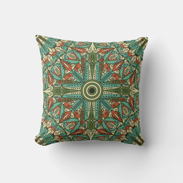 Colorful ethnic patterned background. Arabesque vi Throw Pillow (Front)