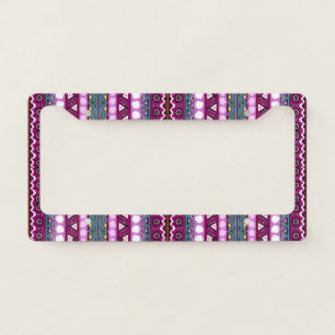 Colorful ethnic patterns design license plate frame