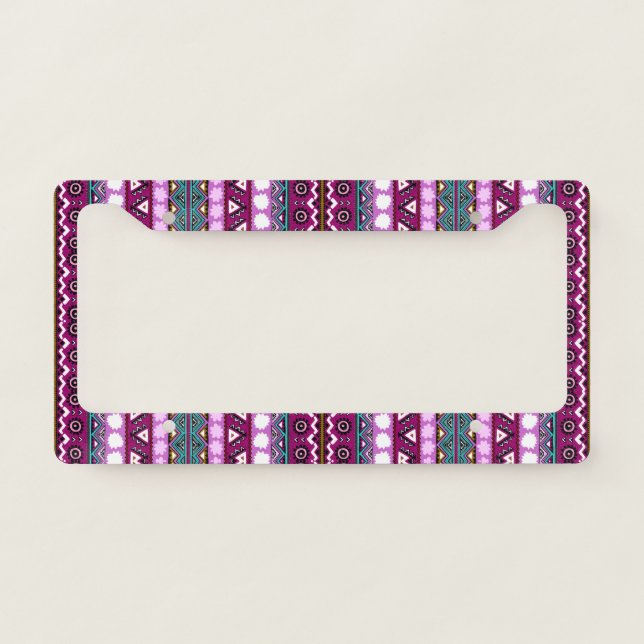 Colorful ethnic patterns design license plate frame (Front)