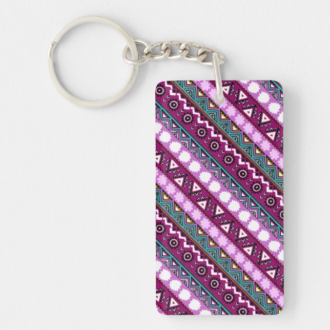 Colorful ethnic patterns design mouse pad keychain (Front)