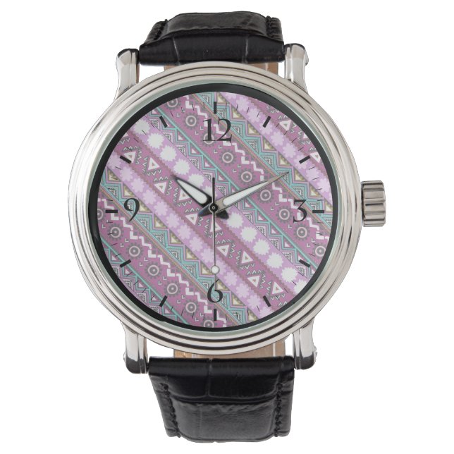 Colorful ethnic patterns design mouse pad watch (Front)