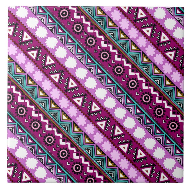 Colorful ethnic patterns design tile (Front)