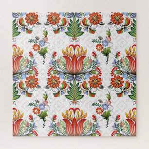 Colorful Ethnic Petrykivka: Ukrainian Flowers. Jigsaw Puzzle