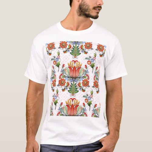 Colorful Ethnic Petrykivka Ukrainian Flowers T_Shirt