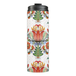 Colorful Ethnic Petrykivka: Ukrainian Flowers. Thermal Tumbler