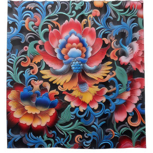 "Colorful Ethnic Print Shower Curtain" Shower Curtain