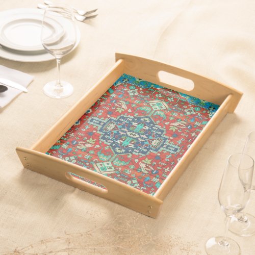 Colorful Ethnic Rug Design Serving Tray