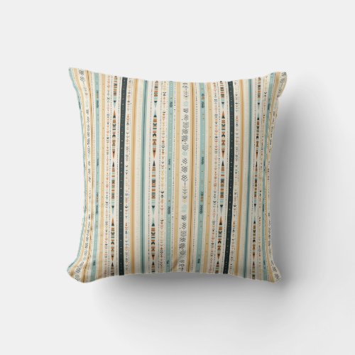 Colorful ethnic style folk motifs native boho  throw pillow