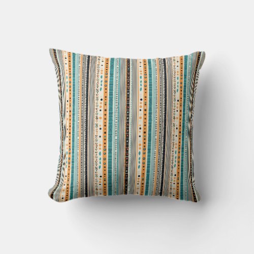 Colorful ethnic style folk motifs native boho  throw pillow