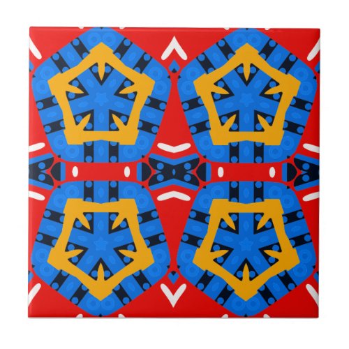 Colorful Ethnic Tribal Bohemian Geometric Pattern  Ceramic Tile