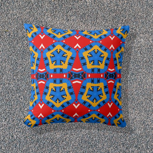 Colorful Ethnic Tribal Bohemian Geometric Pattern Throw Pillow